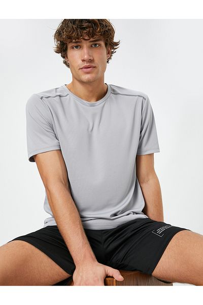 Koton Basic Sports T-Shirt Reflective Printed Crew Neck Short Sleeve