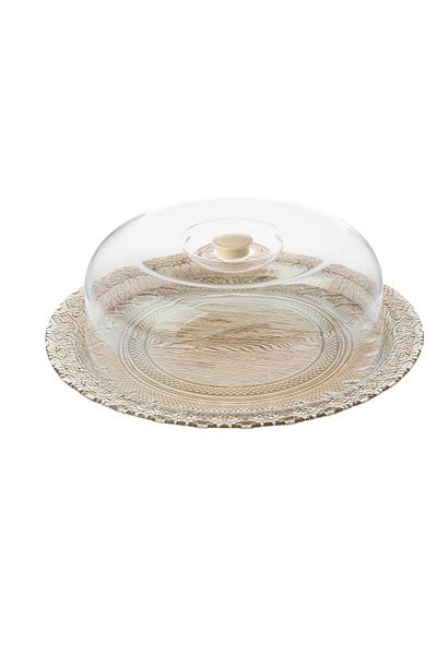 Dania Cake plate glass with plastic cover 30 cm