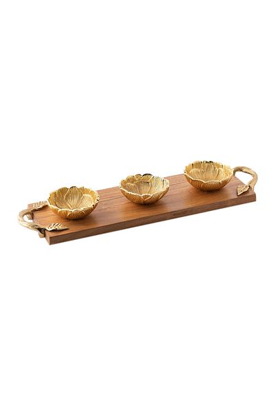 Dania 3-Piece Round Bowl Platter Set Brown/Gold 39x13x3cm