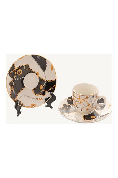 Dania 12-Piece Coffee Cup & Saucer Set White/Gold 13x13x1cm
