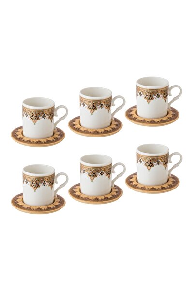 Dania طقم فناجين قهوة وصحون خشبية 6 فناجين + 6 صحون