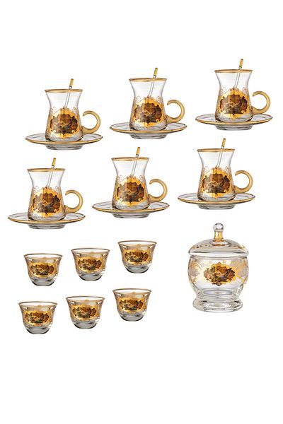 Byblos 25 Piece Turkish Tea And Coffee Set Harem Sultan