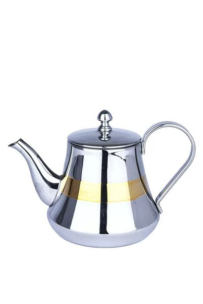 SAFA Hand held stainless steel teapot with gold decor
