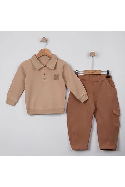 Necix's Boy's Brown 2-Piece Polo Neck Set with Trousers, 2-6 Years