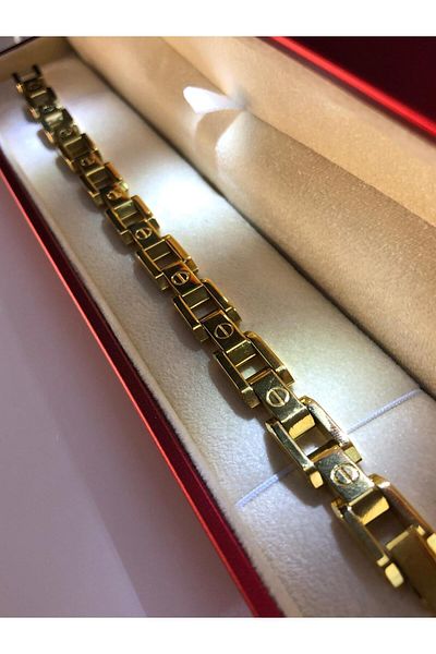 vogutima Screwed Gold Design Model Lighted in Box for Lover • Wife • Gift for Father Steel Bracelet