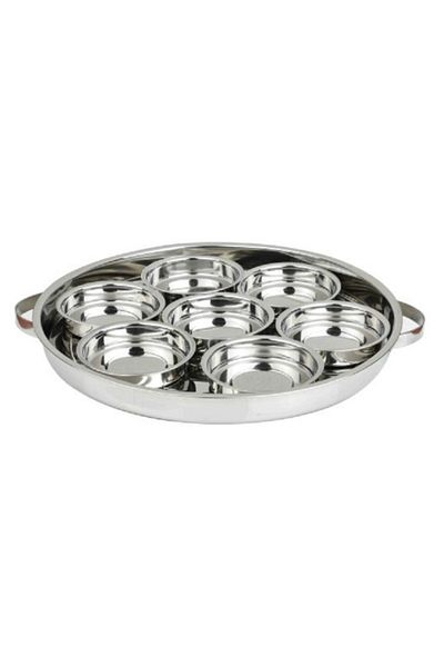 Dania Round Stainless Steel Breakfast Tray, 8 Pieces