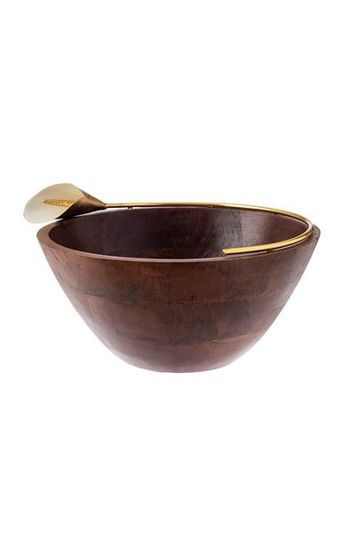 Dania Wooden bowl with golden lily decoration for multi use