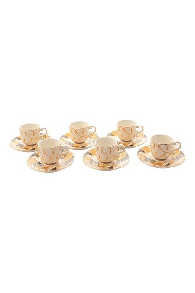 Dania 12-Piece Coffee Cup And Saucer Set White/Gold 13x13x1cm