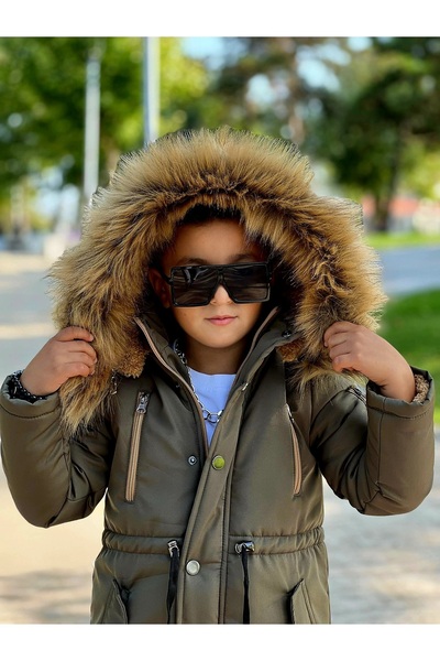 N.S.K NEWSTAR KİDS Hooded Warm Children's Coat Filled with Iceli Fiber