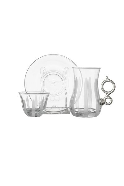 Byblos 18 Pieces Tea And Coffee Set Turkish Consisting Of 6 Tea Cups + 6 Tea Saucers + 6 Saudi Coffee Cups