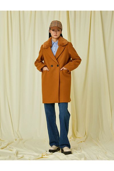 Koton Stitched Coat Pocket Detailed Collar