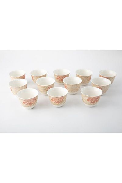 Dania 12-Piece Printed Coffee Cup Set White/Beige/Orange 12x80ml