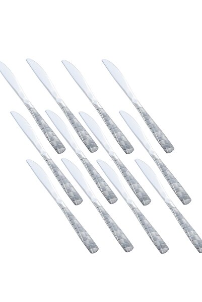 Dania مجموعة من اثني عشر سكينًا من الفولاذ المقاوم للصدأ مع ديكور فضي غير لامع