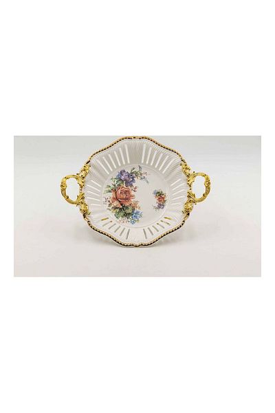 Dania Serving Plate White/Gold 30x30x12cm