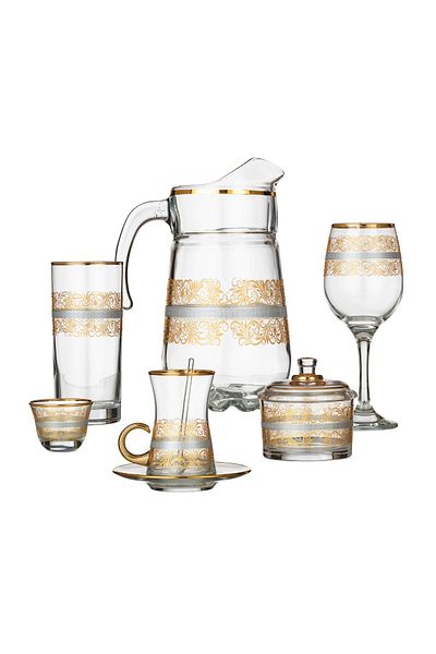 Dania 76-Piece Crystal Set Turkish Silver And Gold