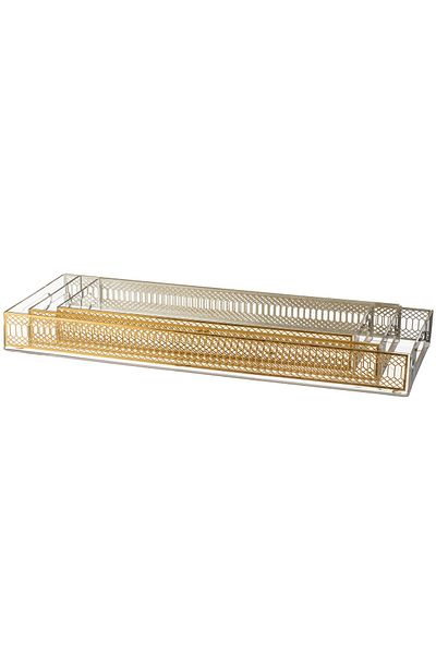 Dania A set of 3-piece acrylic trays of different sizes with golden decor