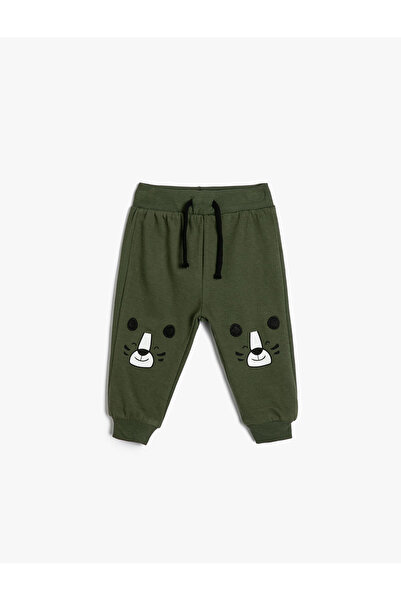 Koton Jogger Sweatpants Lion Printed Pocket Tie Μέση ανασηκωμένο βαμβακερό