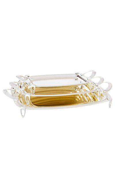 Dania Silver metal tray set, 3 pieces, different sizes