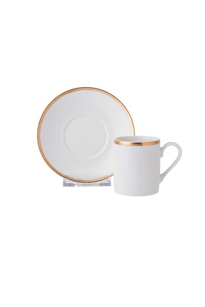 Dania Turkish Coffee Set For 6 People Pure White Porcelain With Golden Engraving