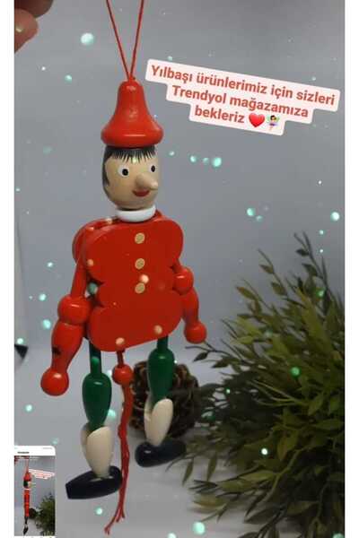 Yağmur New Year Pinocchio Lead Askér Wooden Plaything - Red