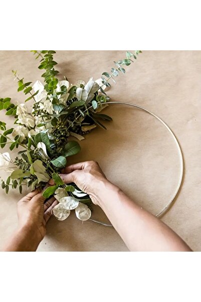 MG HOME 1 ADET 25 CM METAL SADECE ÇEMBER GALVANİZLİ ÇEMBER TEL KASNAK KAPI SÜSÜ DUVAR SÜSÜ DÜŞ KABANI