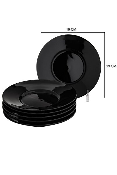 Dania Set of 6 porcelain plates, black, size 19 cm