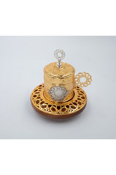 Dania Tea Cup With Saucer And Tray Set Gold 40x26x10cm
