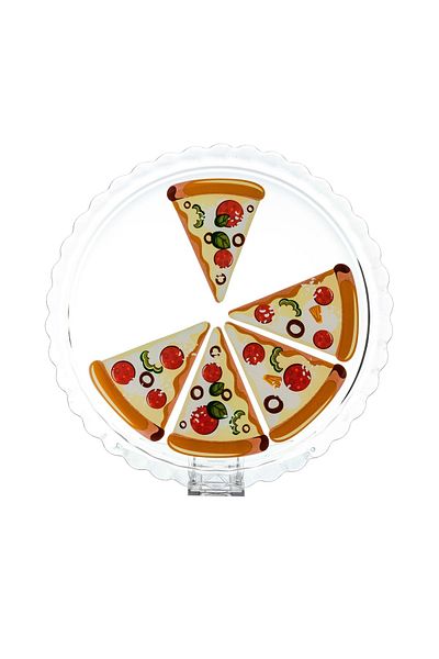 Dania Turkish glass serving dish with a printed pizza design size 38 cm