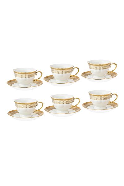 Dania Porcelain tea cup set, 12 pieces, 6 cups + 6 saucers