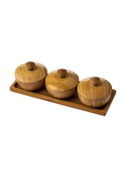 Dania A set of 3 boxes with a base made of wood for spices and for multiple uses