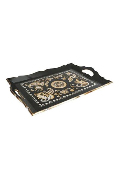 Dania Printed Serving Tray Black/White/Gold 51x36x5centimeter