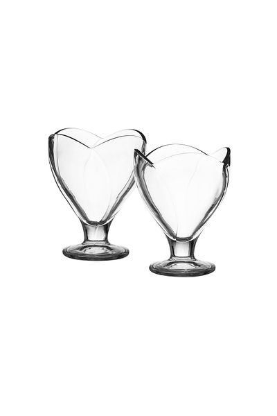 Pasabache Set of 2 leaf shaped Turkish glass ice cream bowls