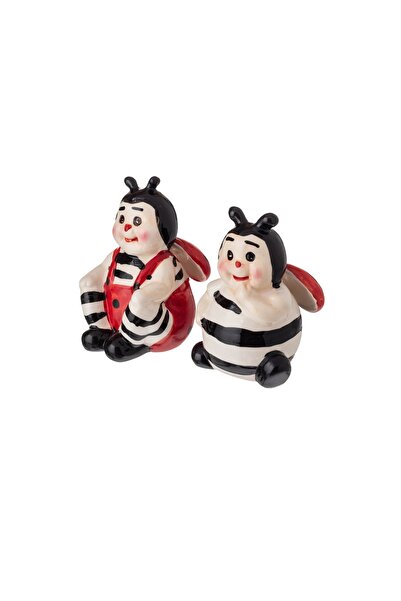 Dania مجموعة علب الملح والفلفل الخزفية على شكل خنفساء