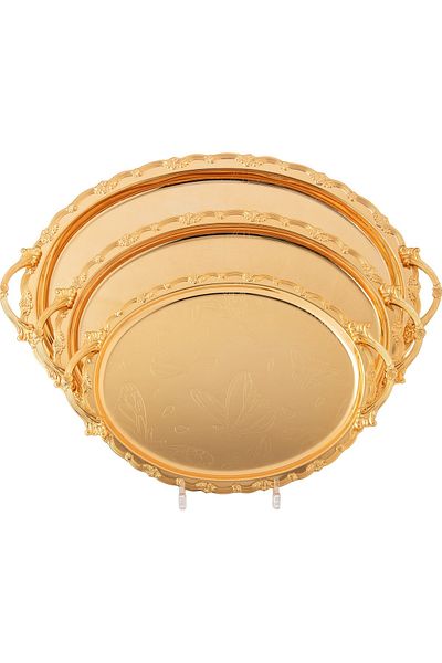 Dania A set of heavy metal trays in three different sizes with modern designs and engravings