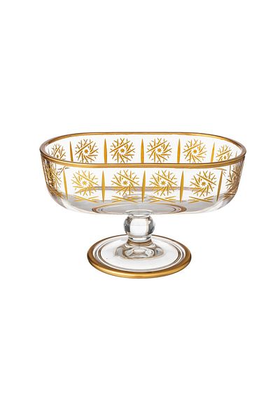 Byblos Turkish Glass Serving Dish With Base For Sweets, Fruits And Nuts, Multi-Use, Size 17*5*11 Cm