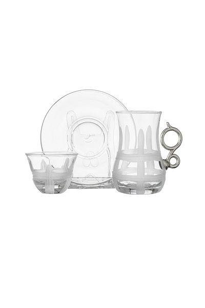 Byblos 18 Pieces Tea And Coffee Set Turkish Consisting Of 6 Tea Cups + 6 Tea Saucers + 6 Saudi Coffee Cups