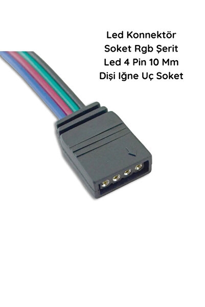 luciole 10 Adet Led Bağlantı  Konnektör Soket Rgb Şerit Led 4 Pin 10 Mm Dişi Jumperlı  İğne Uç