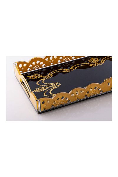 Dania Serving Tray Black/Gold 60x25x6cm