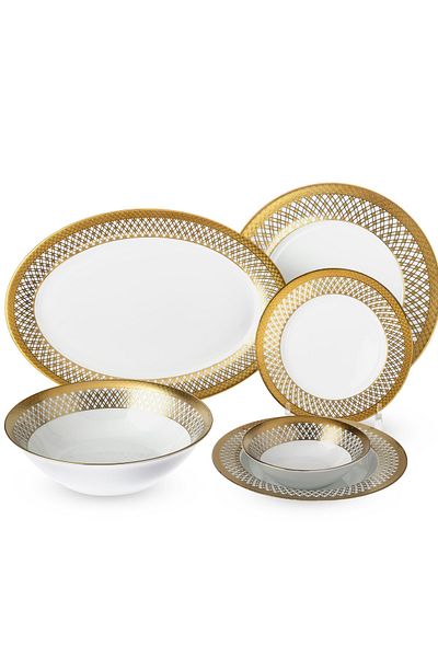 Dania Dinner set 26 pieces 6 people porcelain golden engraving