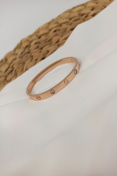 X-Lady Accessories Alloy Handcuffs Stone Bracelet Rose - 122