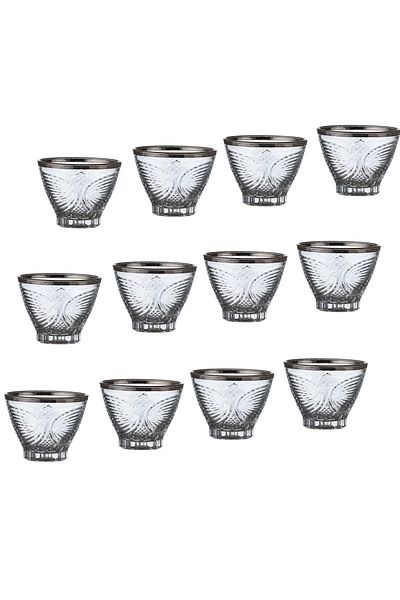 Dania A set of 12 pieces of Saudi glass coffee cups with silver line
