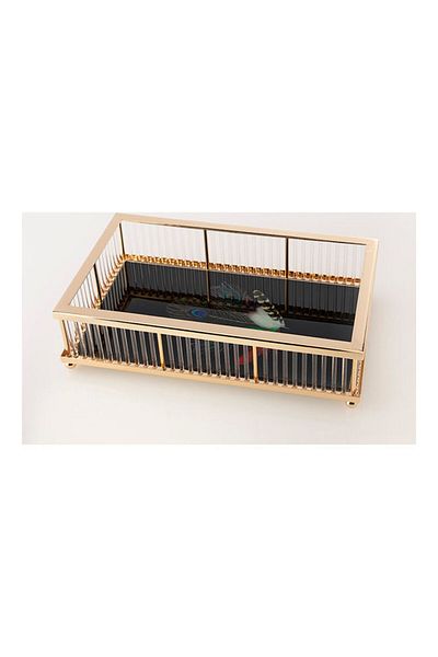 Dania Printed Serving Tray Black/Gold 30 x 18 x 7cm