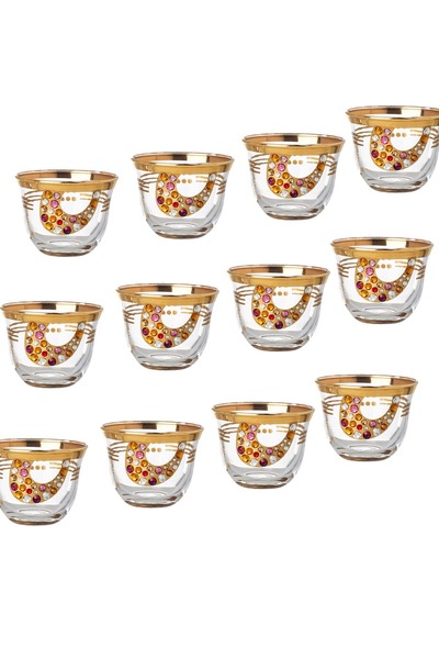 Dania طقم مكون من 12 فنجان قهوة عربي صناعة تركية بتصاميم أنيقة ومميزة