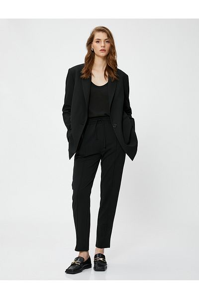 Koton Tie Waist Trousers Ribbed Skinny Leg