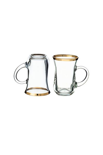 Pasabache A set of Turkish tea cups with a golden line, 6 pieces