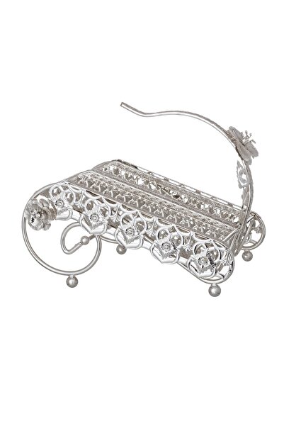 Almarhomy Double Arabic coffee cup holder, silver color with lobes