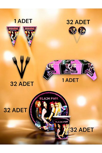 VibeHome Black Pink Themed Premium Set for 32 - Birthday Party and Fun Events