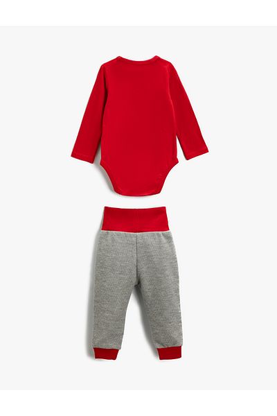 Koton Langarm-Bodysuit-Jogger-Jogginghose-Set mit Animal-Print zum Anstecken