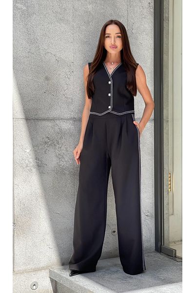 MODATALİKA Add Elegant and Pleasant Touch to Your Style with Trendy Women Shepherd's Stitching Vest and Pants Set