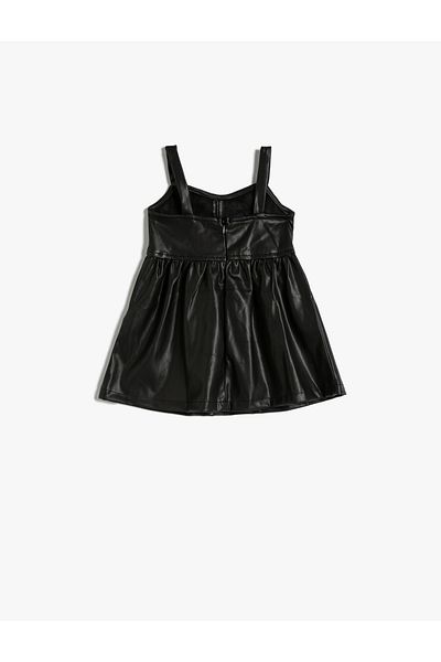 Koton Δερμάτινο φόρεμα Gilet look με χοντρές τιράντες